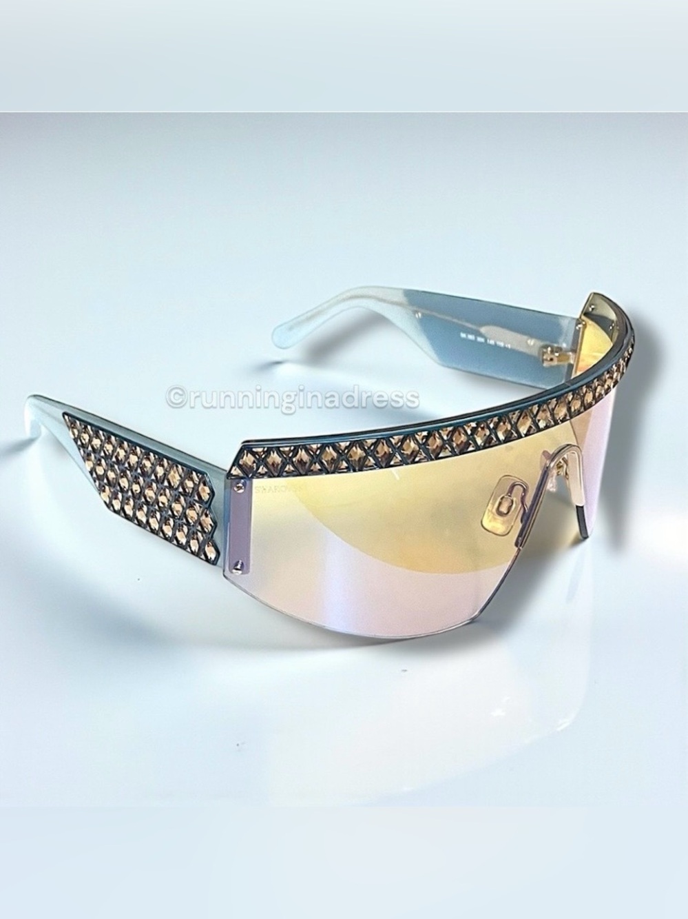 Brand New With Tags! 100% Authentic Swarovski Curiosa Shield Sunglasses Full Set